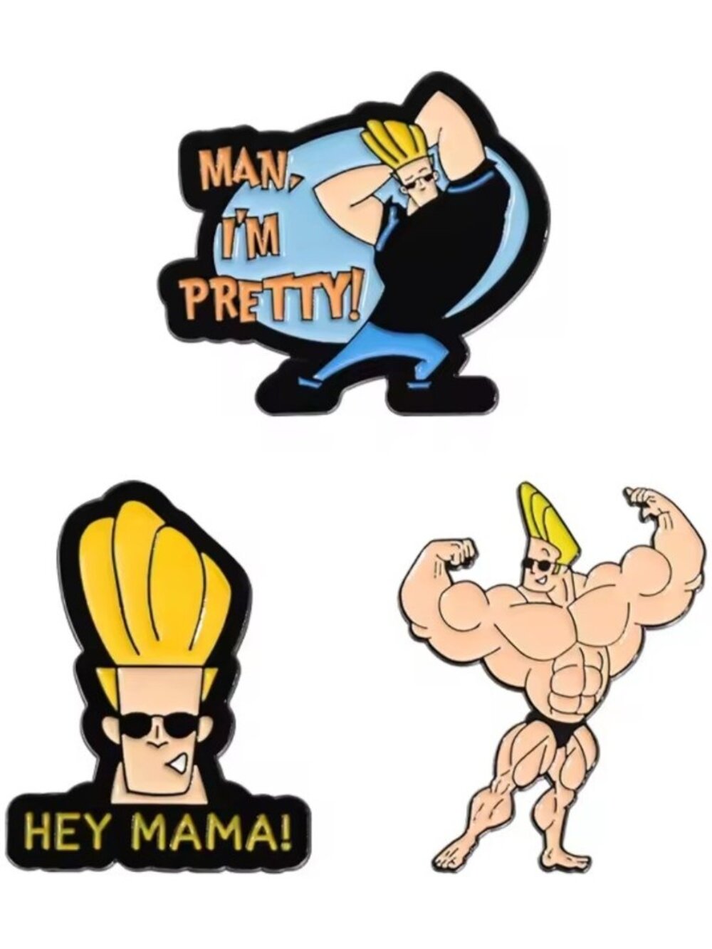 Jhonny Bravo Set of 3 Brooch Enamel Lapel Pins